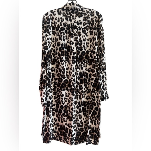 Diane Von Furstenberg Animal Print Long Sleeve Shirt Dress Size 10 - Picture 3 of 7